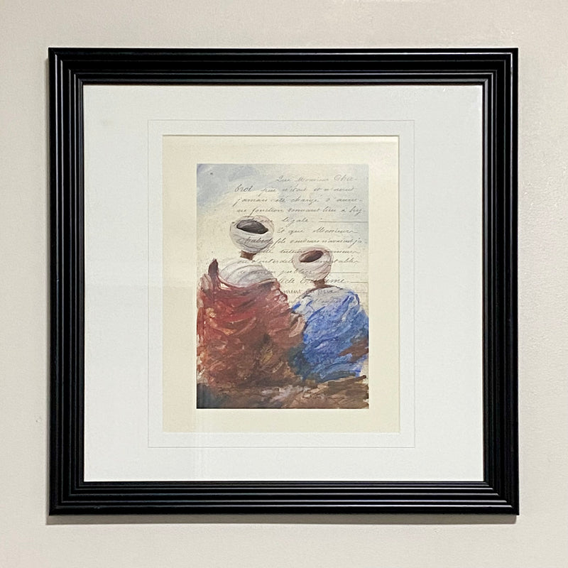 Vintage Bedouins Assis I Etude Art Print Plate Signed Yann Letestu Framed Glazed