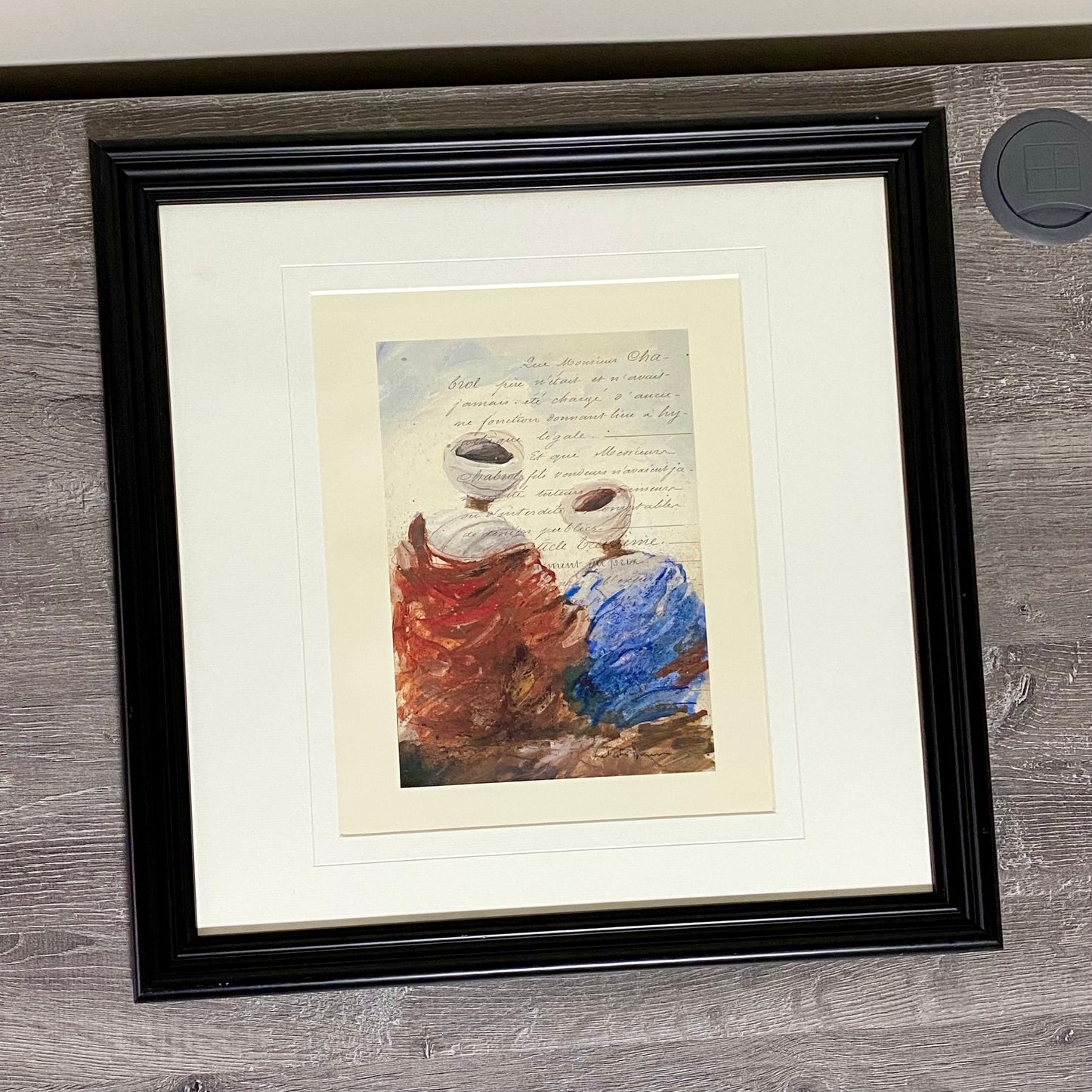 Vintage Bedouins Assis I Etude Art Print Plate Signed Yann Letestu Framed Glazed