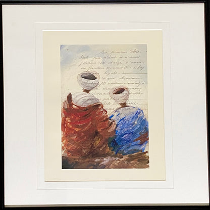 Vintage Bedouins Assis I Etude Art Print Plate Signed Yann Letestu Framed Glazed