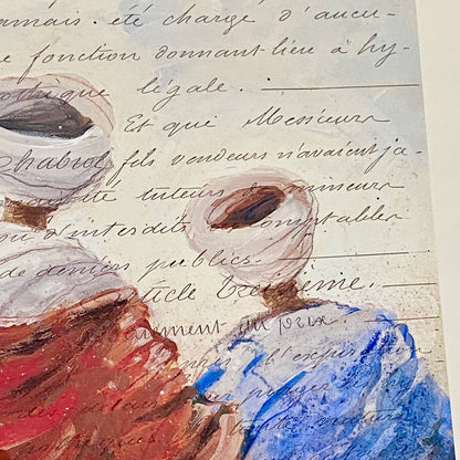 Vintage Bedouins Assis I Etude Art Print Plate Signed Yann Letestu Framed Glazed