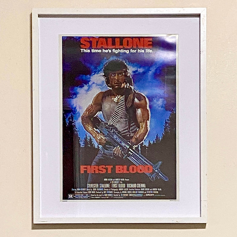 Vintage First Blood Rambo Movie Film Promotional Poster Art Print Framed Glazed