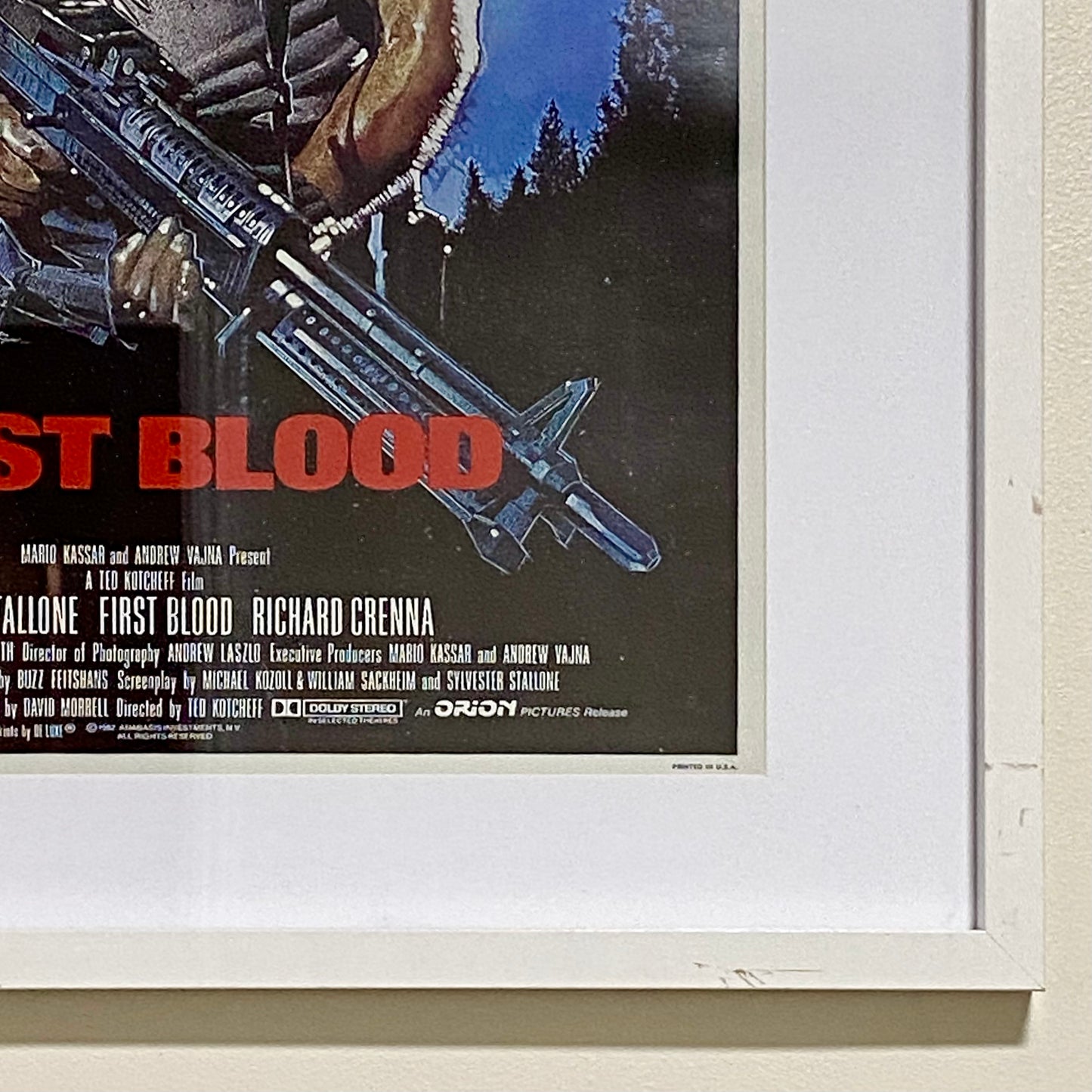 Vintage First Blood Rambo Movie Film Promotional Poster Art Print Framed Glazed