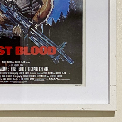 Vintage First Blood Rambo Movie Film Promotional Poster Art Print Framed Glazed