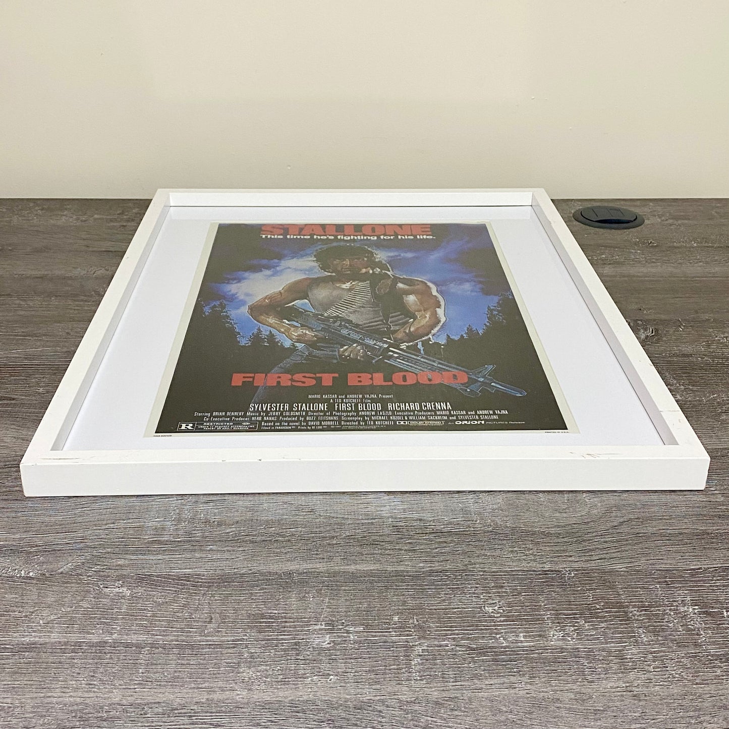 Vintage First Blood Rambo Movie Film Promotional Poster Art Print Framed Glazed