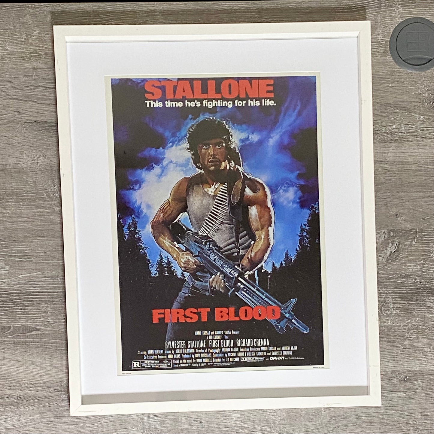 Vintage First Blood Rambo Movie Film Promotional Poster Art Print Framed Glazed