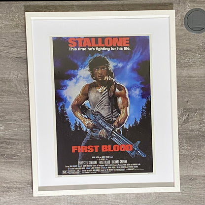 Vintage First Blood Rambo Movie Film Promotional Poster Art Print Framed Glazed