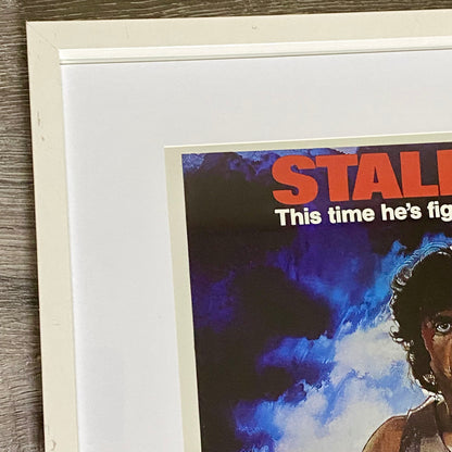 Vintage First Blood Rambo Movie Film Promotional Poster Art Print Framed Glazed