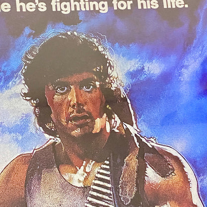 Vintage First Blood Rambo Movie Film Promotional Poster Art Print Framed Glazed