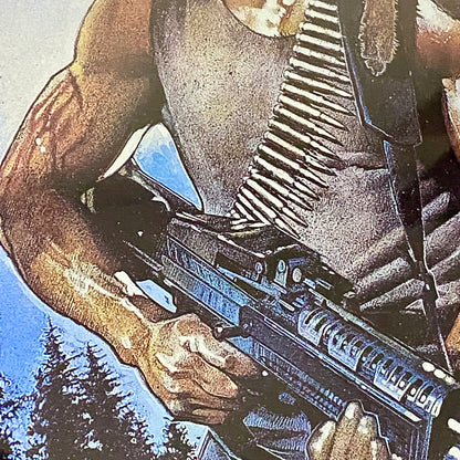 Vintage First Blood Rambo Movie Film Promotional Poster Art Print Framed Glazed
