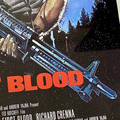Vintage First Blood Rambo Movie Film Promotional Poster Art Print Framed Glazed