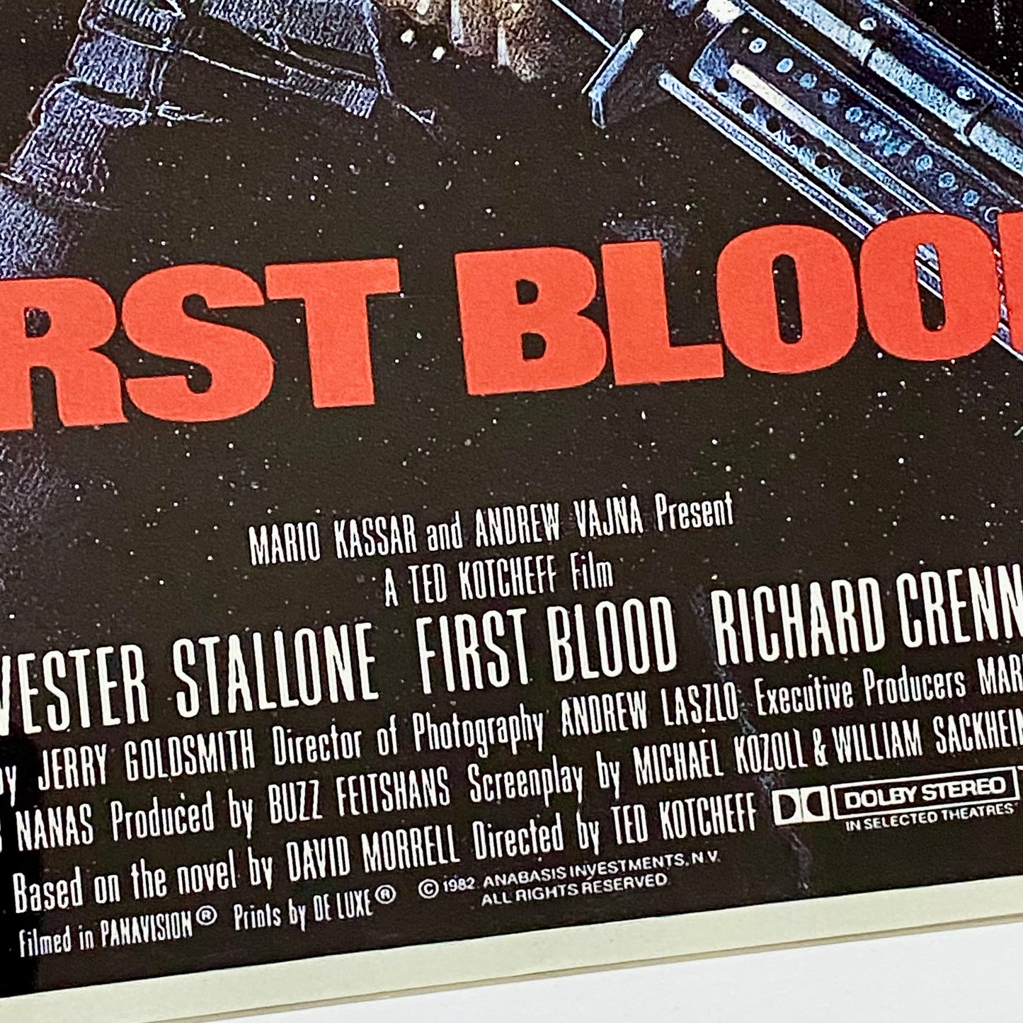 Vintage First Blood Rambo Movie Film Promotional Poster Art Print Framed Glazed