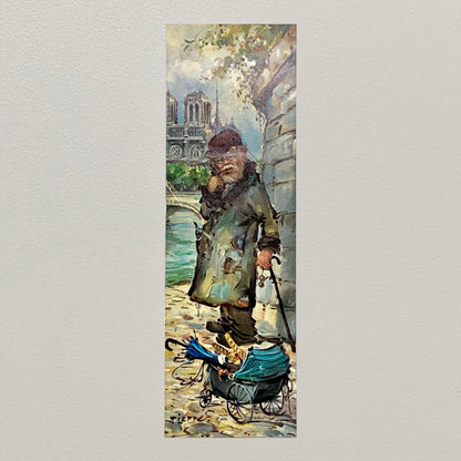 Vintage Clochard De Paris Street Scene Art Deco Print Plate Signed Pierre 1969