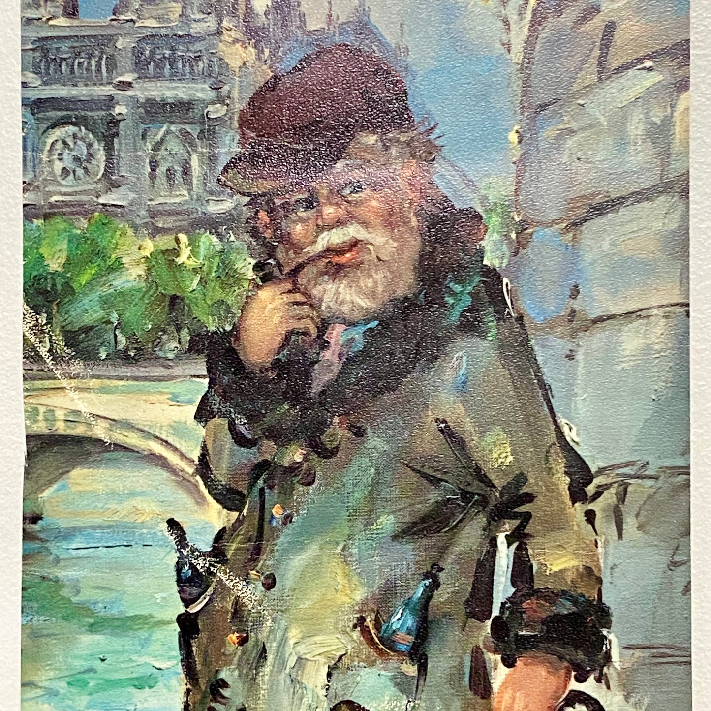 Vintage Clochard De Paris Street Scene Art Deco Print Plate Signed Pierre 1969