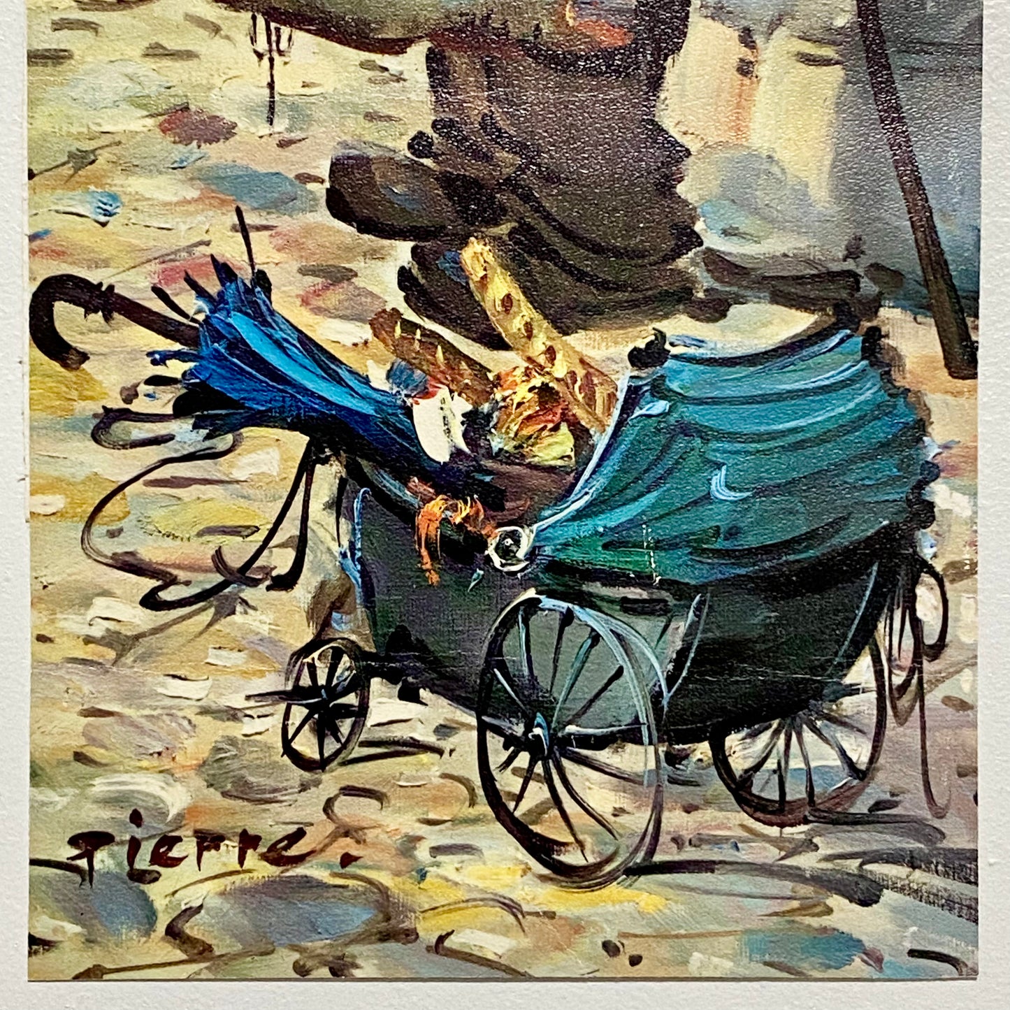 Vintage Clochard De Paris Street Scene Art Deco Print Plate Signed Pierre 1969