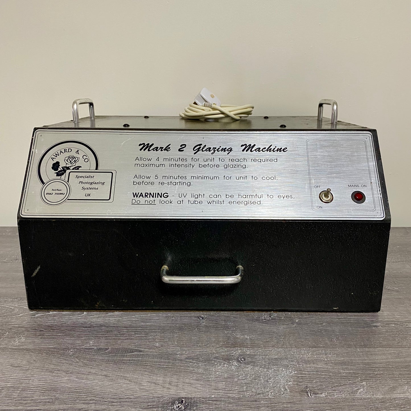 Award & Co Mark 2 Glazing Machine Photoglazing Systems UK Unit No Lamp Very Rare