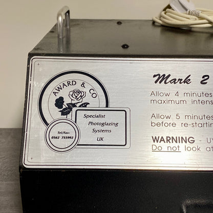 Award & Co Mark 2 Glazing Machine Photoglazing Systems UK Unit No Lamp Very Rare