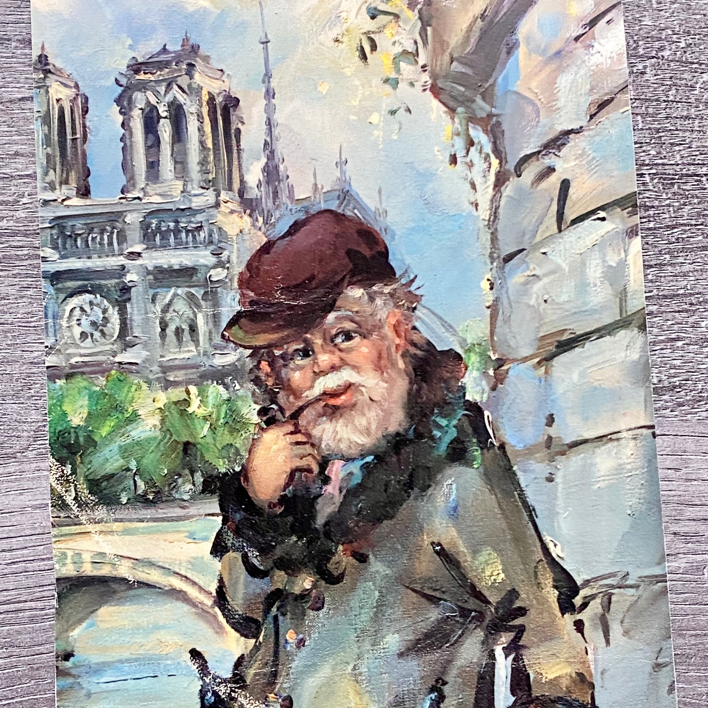 Vintage Clochard De Paris Street Scene Art Deco Print Plate Signed Pierre 1969