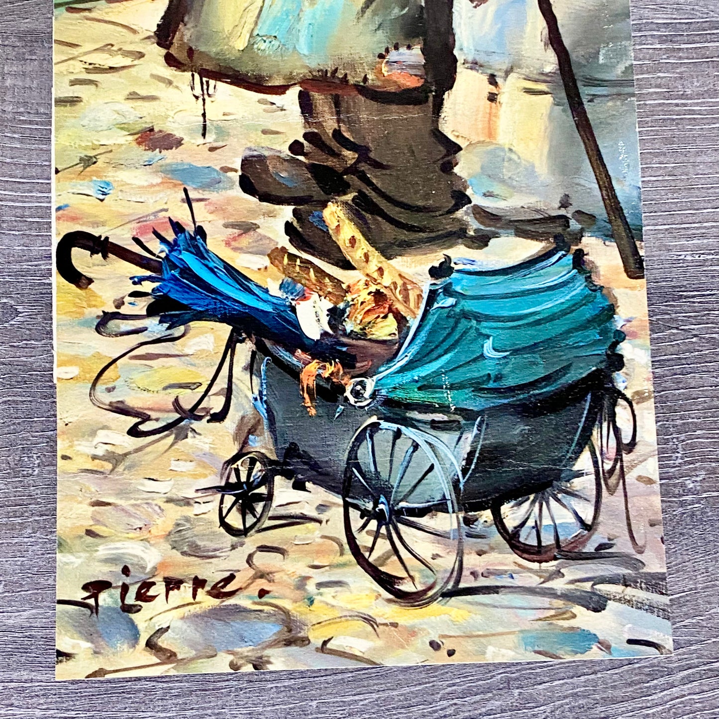 Vintage Clochard De Paris Street Scene Art Deco Print Plate Signed Pierre 1969