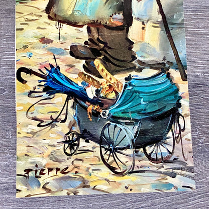 Vintage Clochard De Paris Street Scene Art Deco Print Plate Signed Pierre 1969