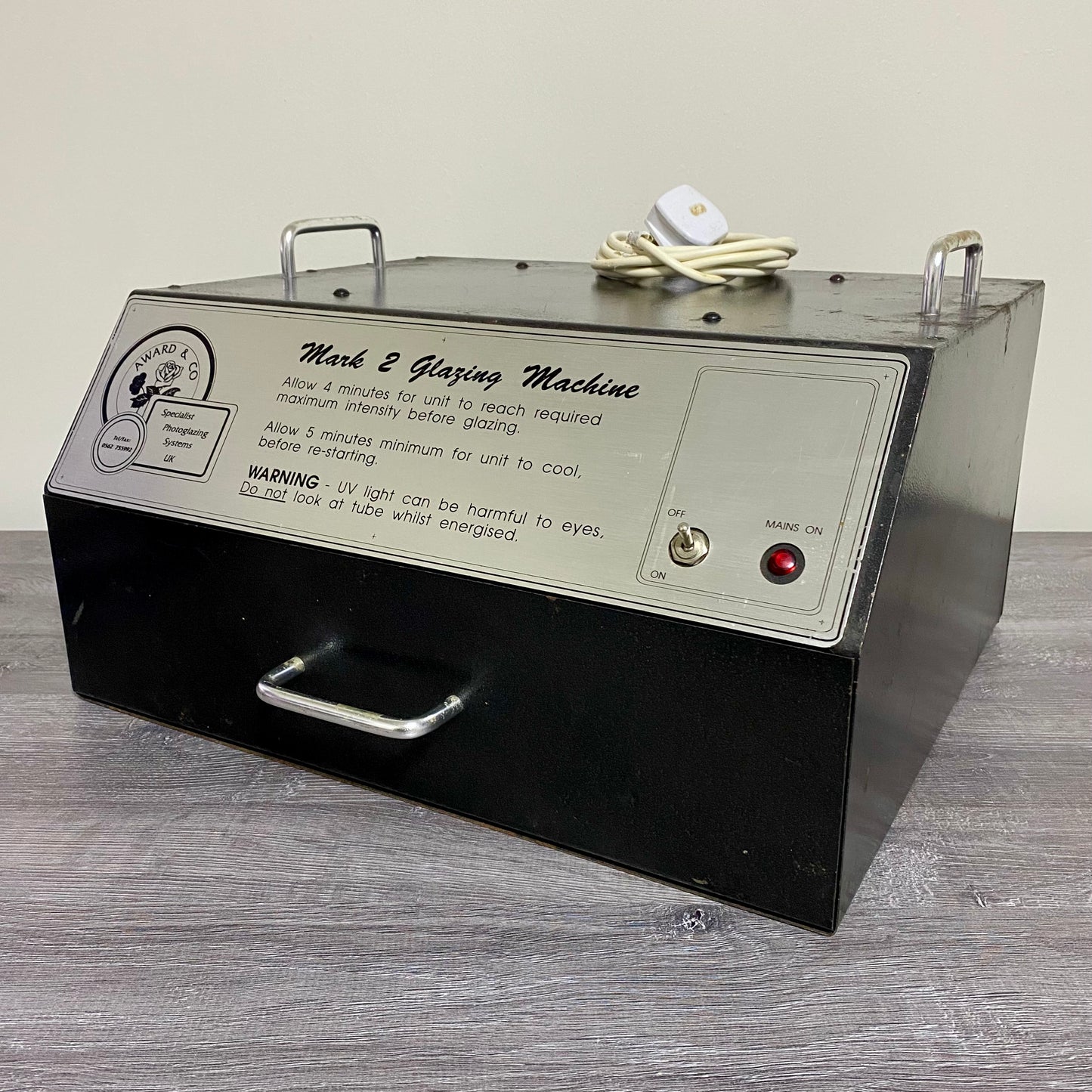 Award & Co Mark 2 Glazing Machine Photoglazing Systems UK Unit No Lamp Very Rare