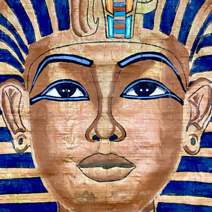 Ancient Egyptian Golden Pharaoh Tutankhamun Mask Hand Painted Papyrus Egypt Rare