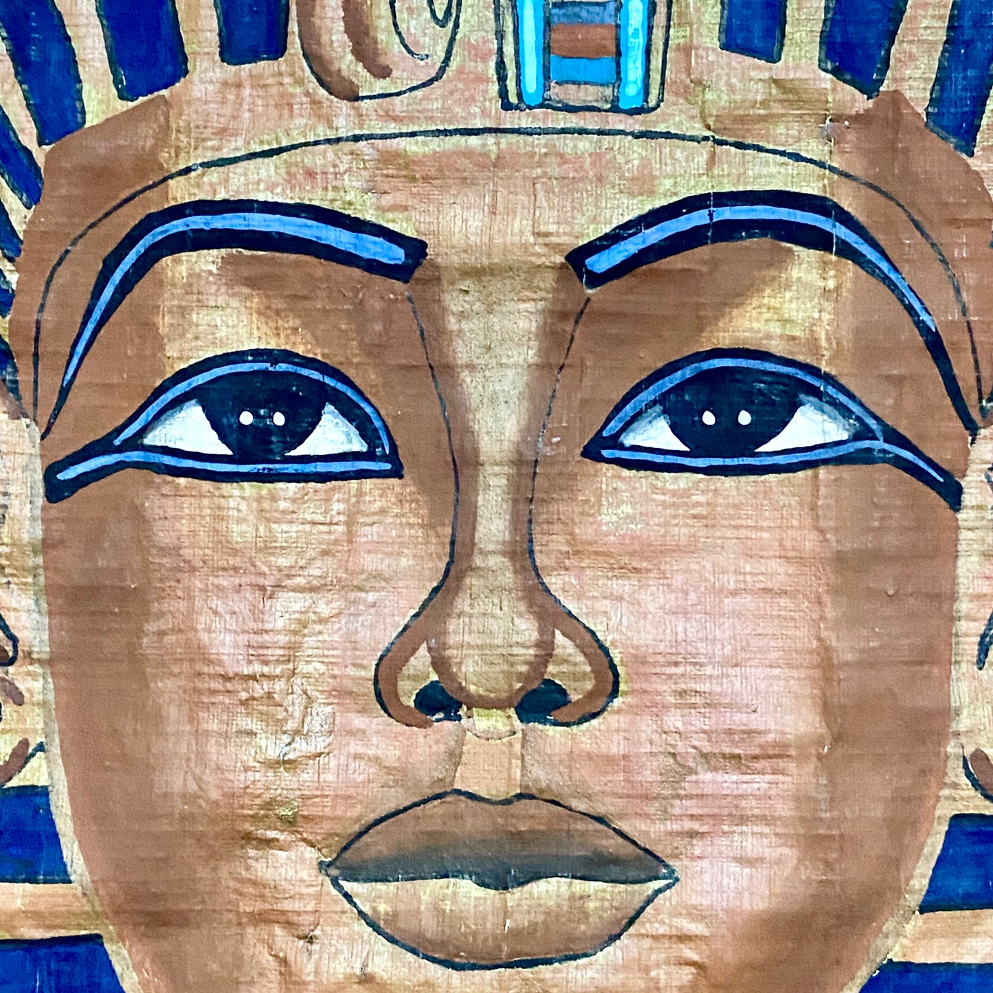 Ancient Egyptian Golden Pharaoh Tutankhamun Mask Hand Painted Papyrus Egypt Rare