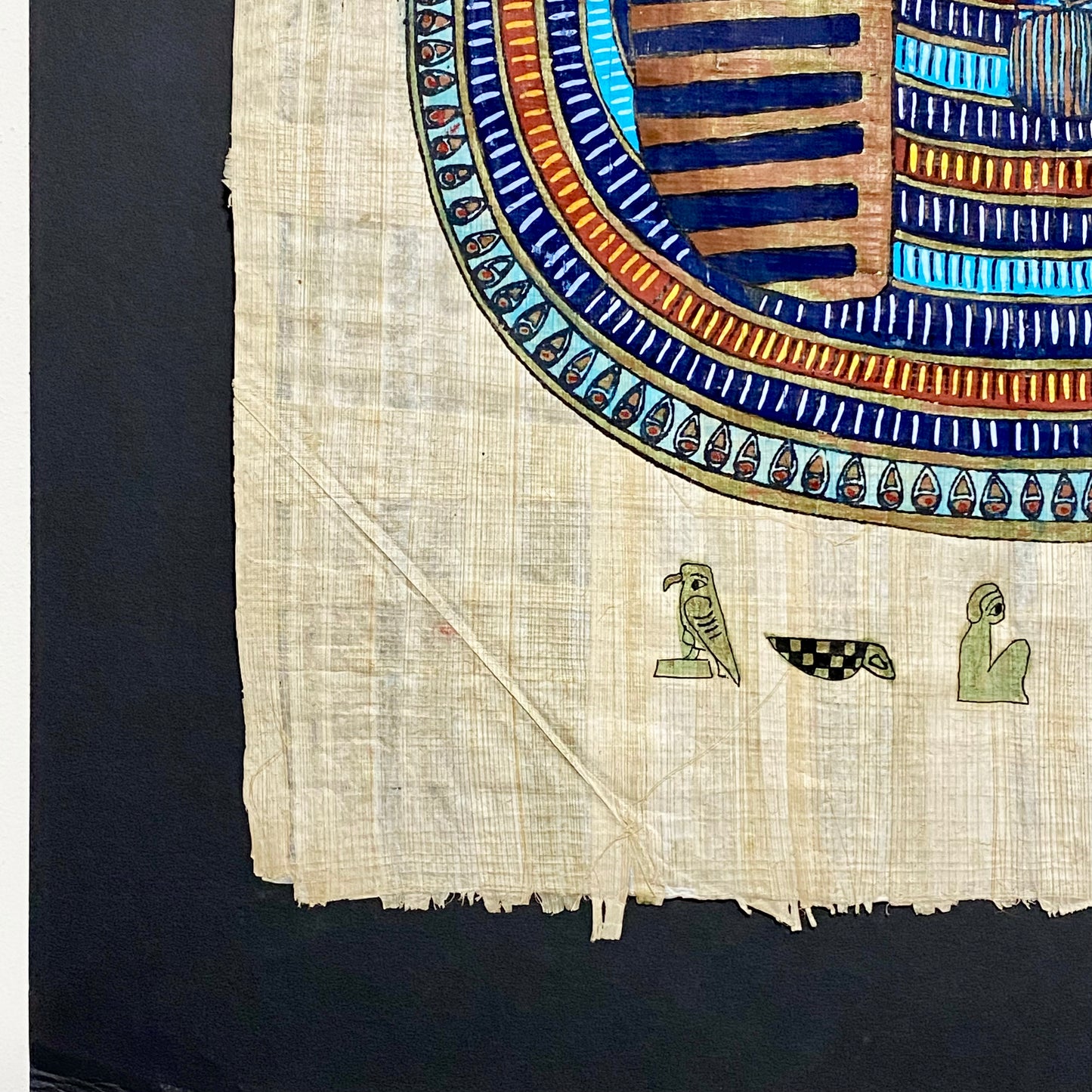 Ancient Egyptian Golden Pharaoh Tutankhamun Mask Hand Painted Papyrus Egypt Rare