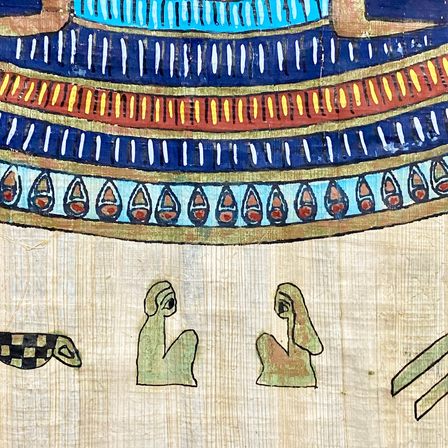 Ancient Egyptian Golden Pharaoh Tutankhamun Mask Hand Painted Papyrus Egypt Rare