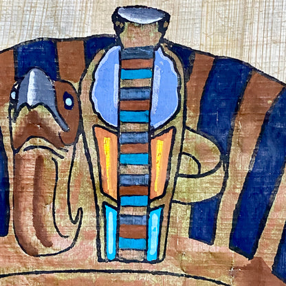 Ancient Egyptian Golden Pharaoh Tutankhamun Mask Hand Painted Papyrus Egypt Rare