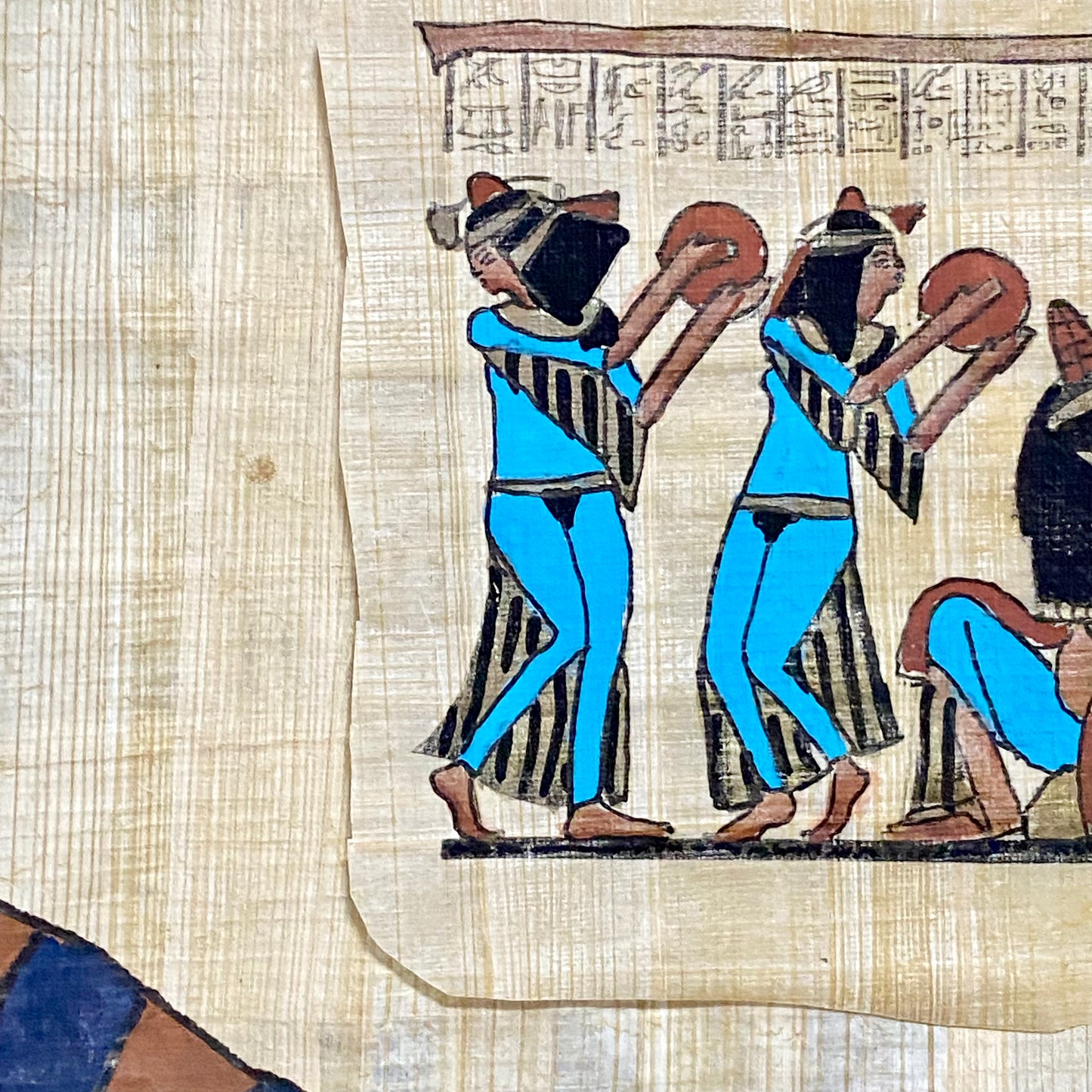 Ancient Egyptian Golden Pharaoh Tutankhamun Mask Hand Painted Papyrus Egypt Rare