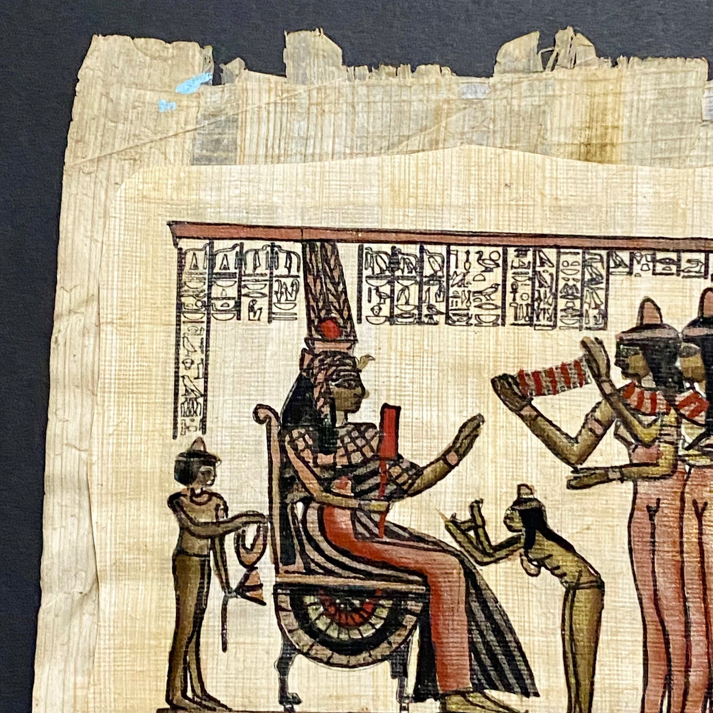 Ancient Egyptian Golden Pharaoh Tutankhamun Mask Hand Painted Papyrus Egypt Rare