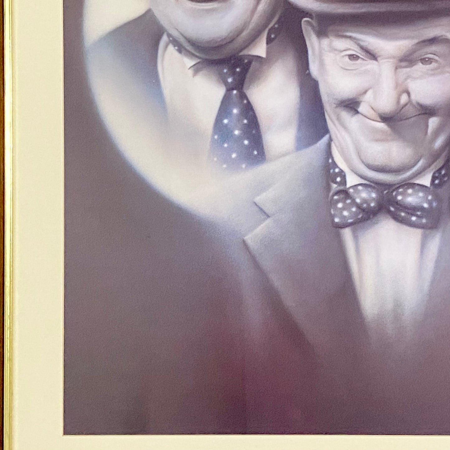 Retro Double Trouble Laurel & Hardy Portrait Print Signed Stuart Coffield Framed