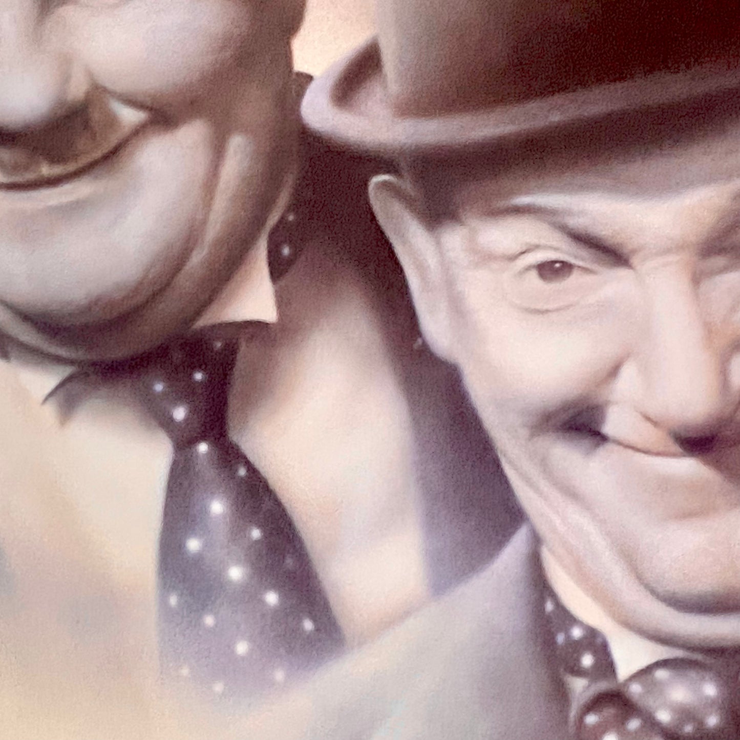 Retro Double Trouble Laurel & Hardy Portrait Print Signed Stuart Coffield Framed