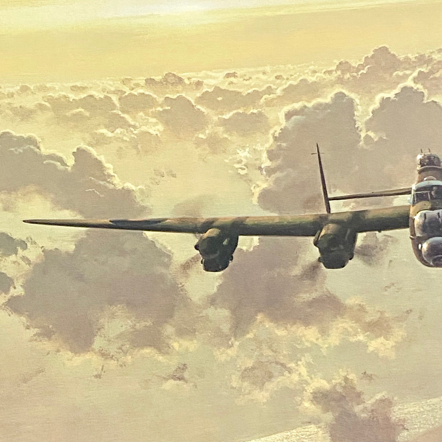 Vintage Outbound Lancaster Bomber In Flight Large Print Signed Gerald Coulson