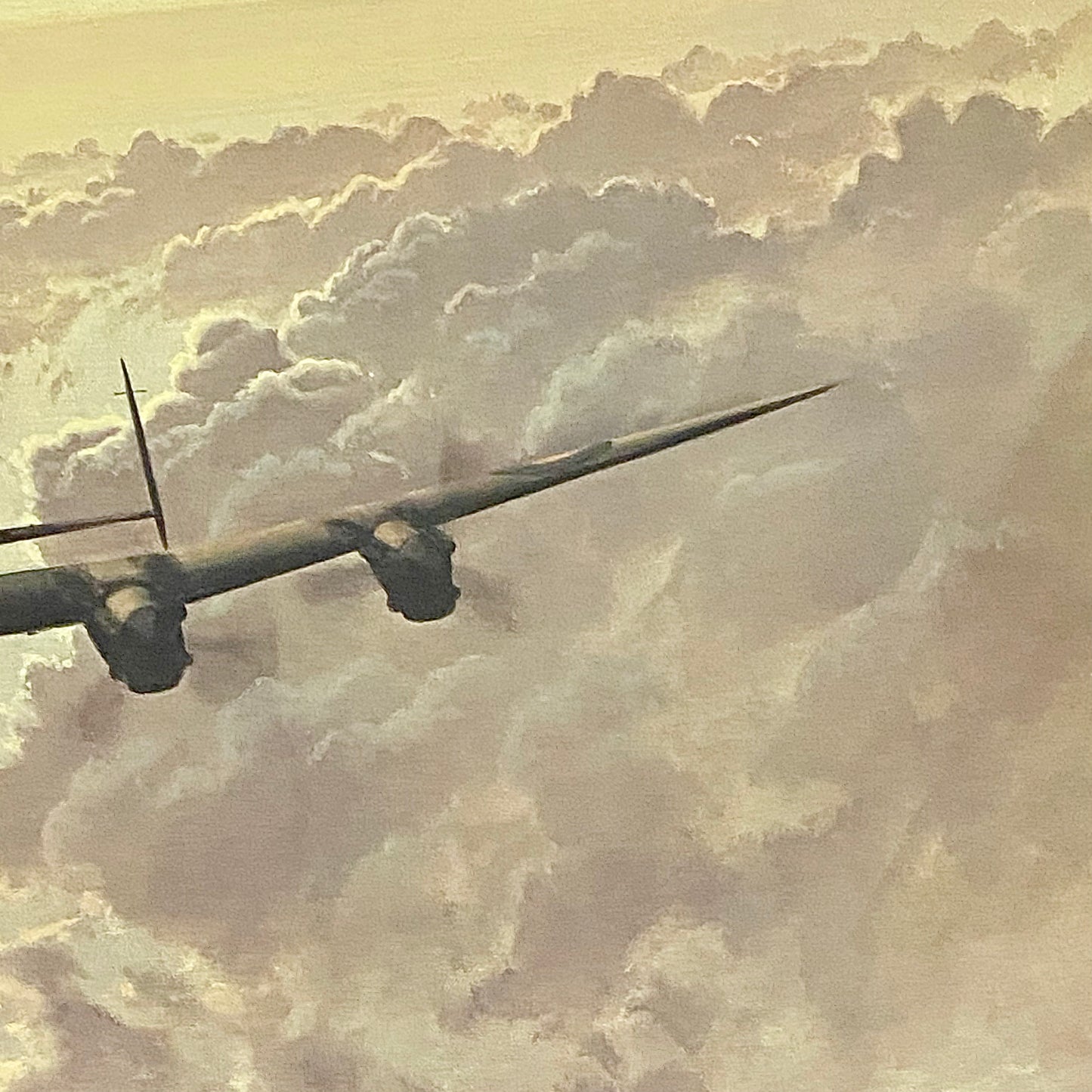 Vintage Outbound Lancaster Bomber In Flight Large Print Signed Gerald Coulson