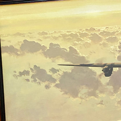 Vintage Outbound Lancaster Bomber In Flight Large Print Signed Gerald Coulson