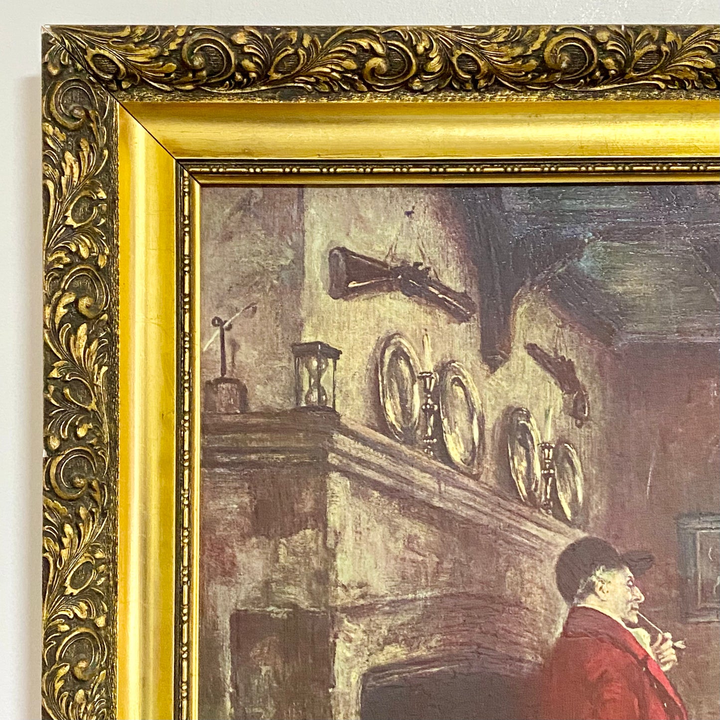 Vintage The Hunt Breakfast Textured Canvas Print After Frank Moss Bennett Framed