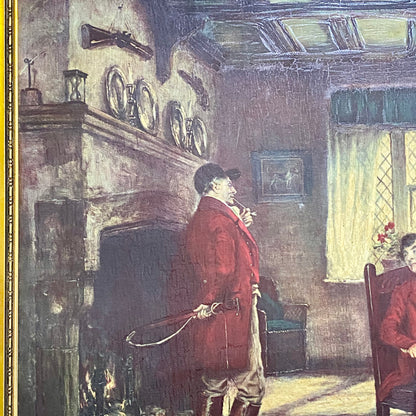 Vintage The Hunt Breakfast Textured Canvas Print After Frank Moss Bennett Framed