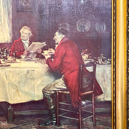 Vintage The Hunt Breakfast Textured Canvas Print After Frank Moss Bennett Framed