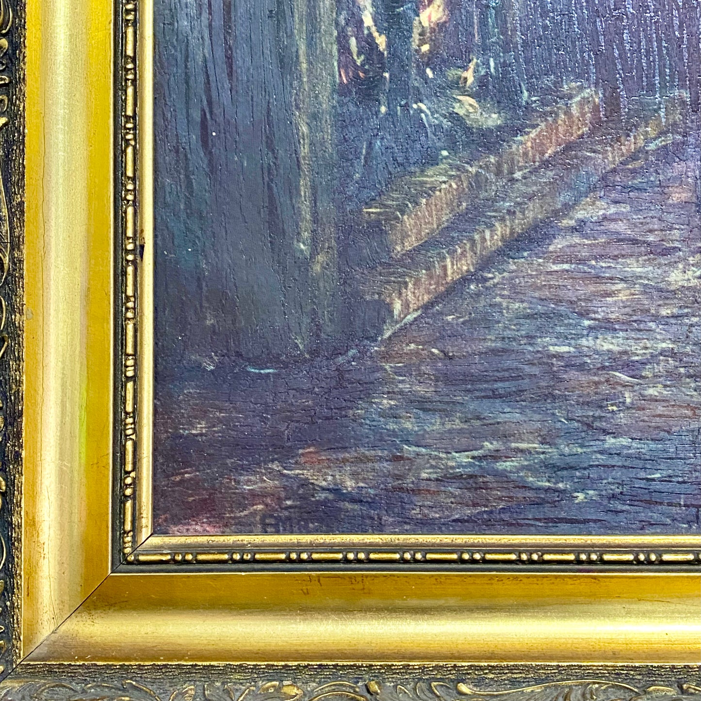 Vintage The Hunt Breakfast Textured Canvas Print After Frank Moss Bennett Framed