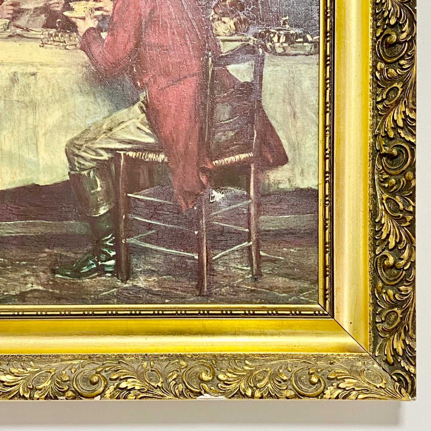 Vintage The Hunt Breakfast Textured Canvas Print After Frank Moss Bennett Framed