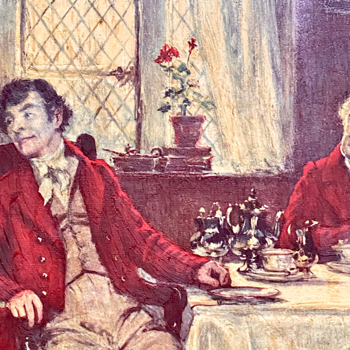 Vintage The Hunt Breakfast Textured Canvas Print After Frank Moss Bennett Framed