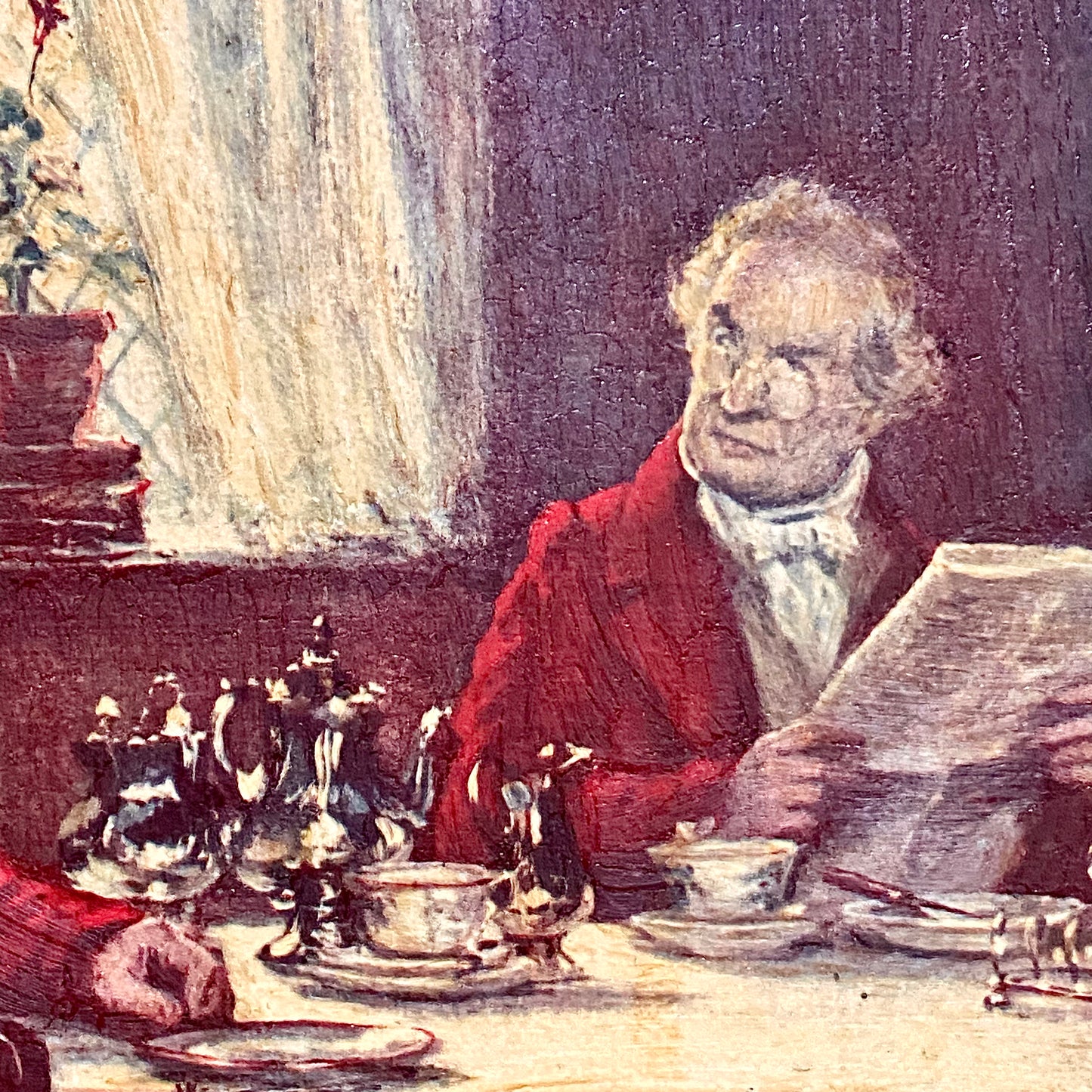 Vintage The Hunt Breakfast Textured Canvas Print After Frank Moss Bennett Framed