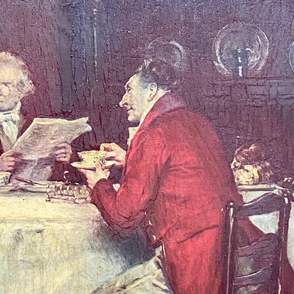 Vintage The Hunt Breakfast Textured Canvas Print After Frank Moss Bennett Framed