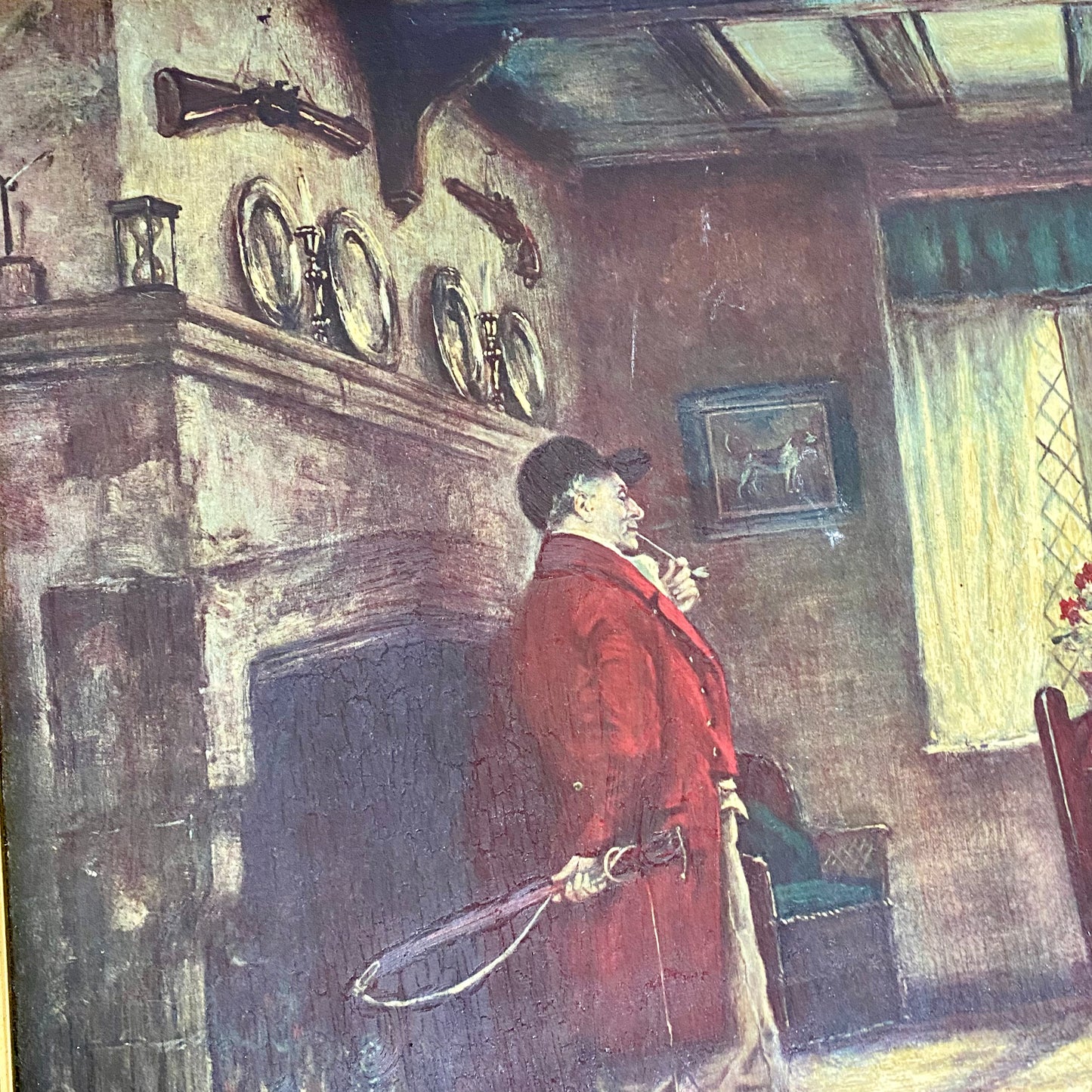 Vintage The Hunt Breakfast Textured Canvas Print After Frank Moss Bennett Framed