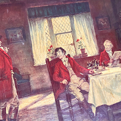 Vintage The Hunt Breakfast Textured Canvas Print After Frank Moss Bennett Framed