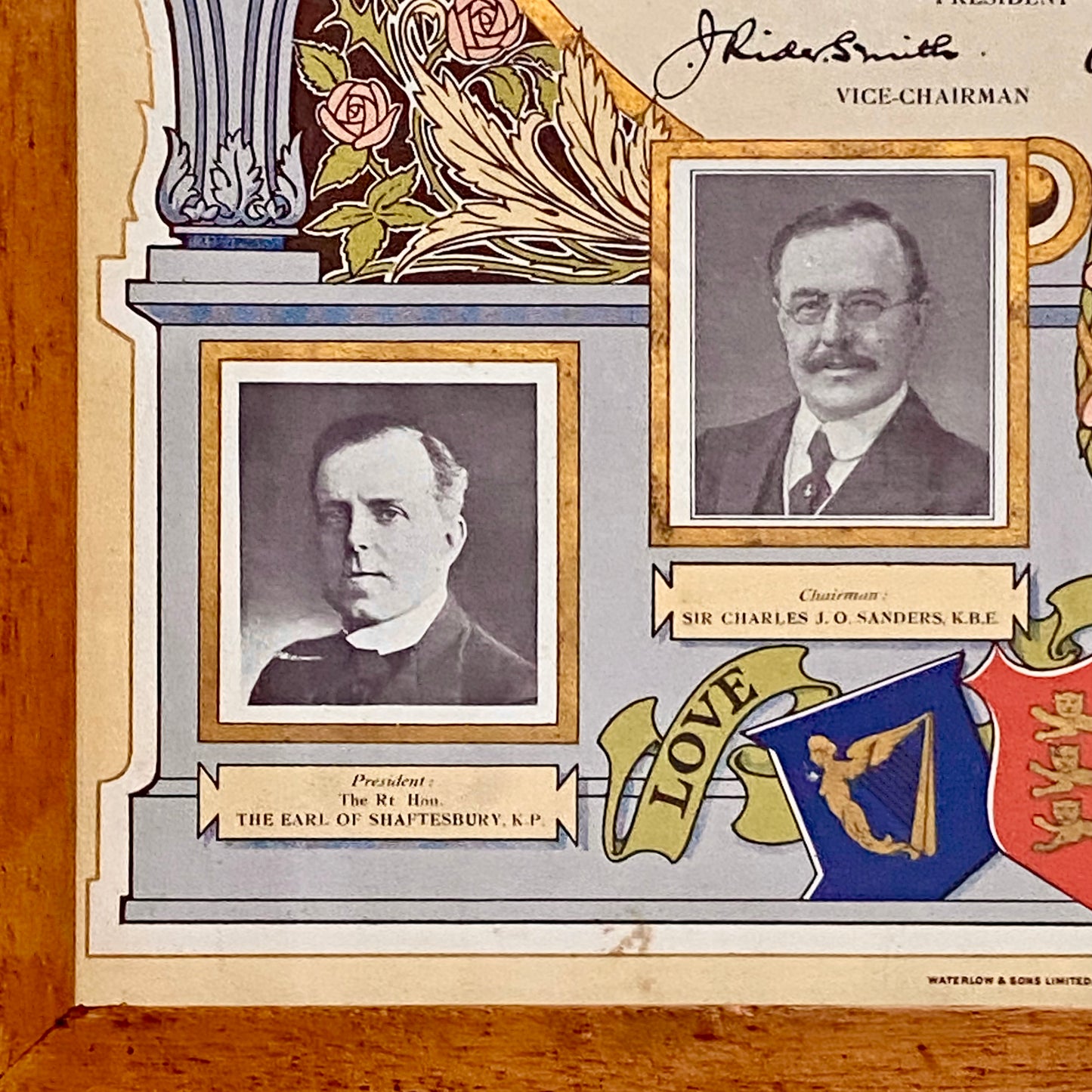 Senior Scholars Award Shaftesbury 1928 Certificate On Board Signed King George V