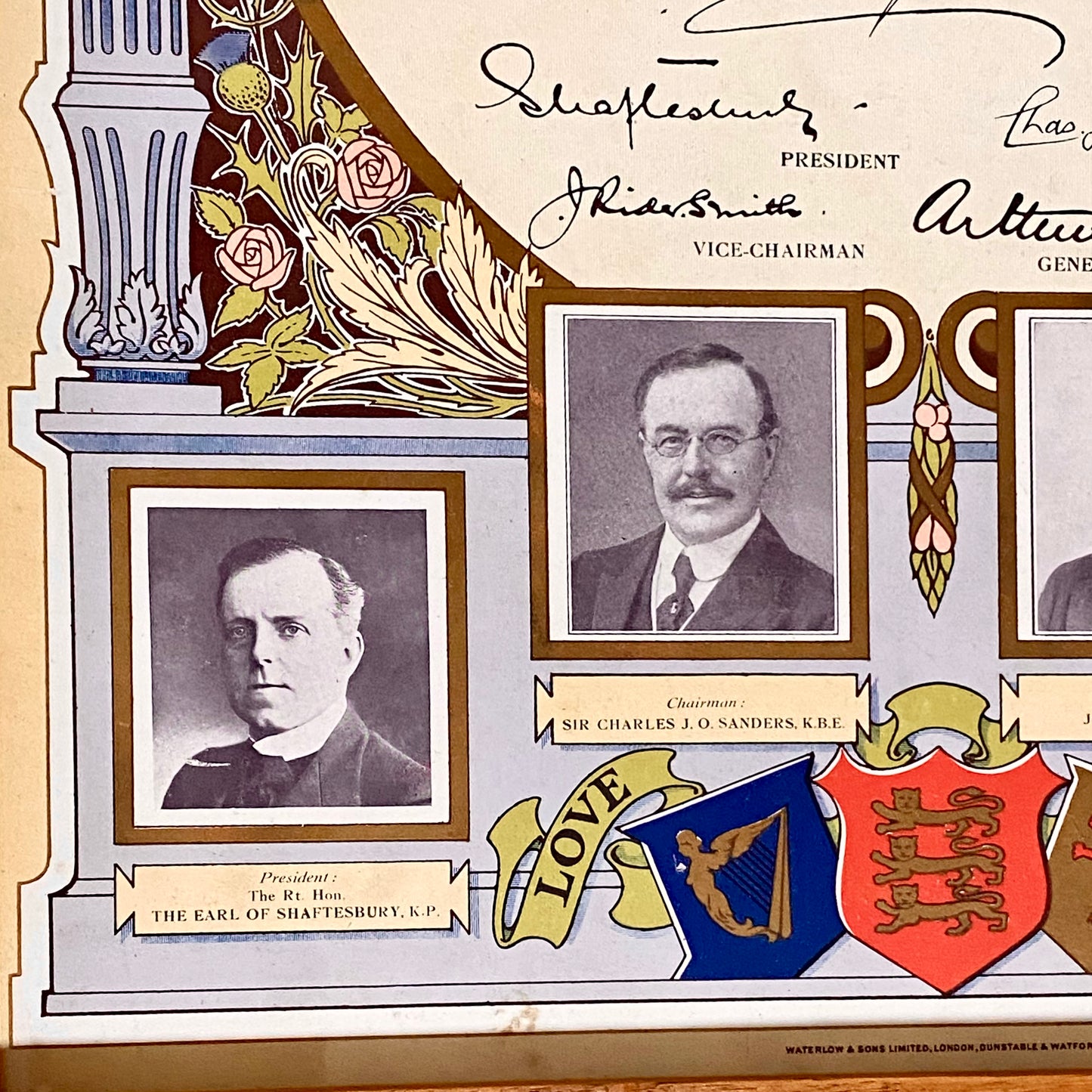 Senior Scholars Award Shaftesbury 1928 Certificate On Board Signed King George V