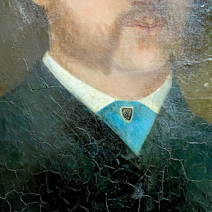 19th Century Seated Gentleman Portrait Burns & Byron Books Oil On Canvas Framed