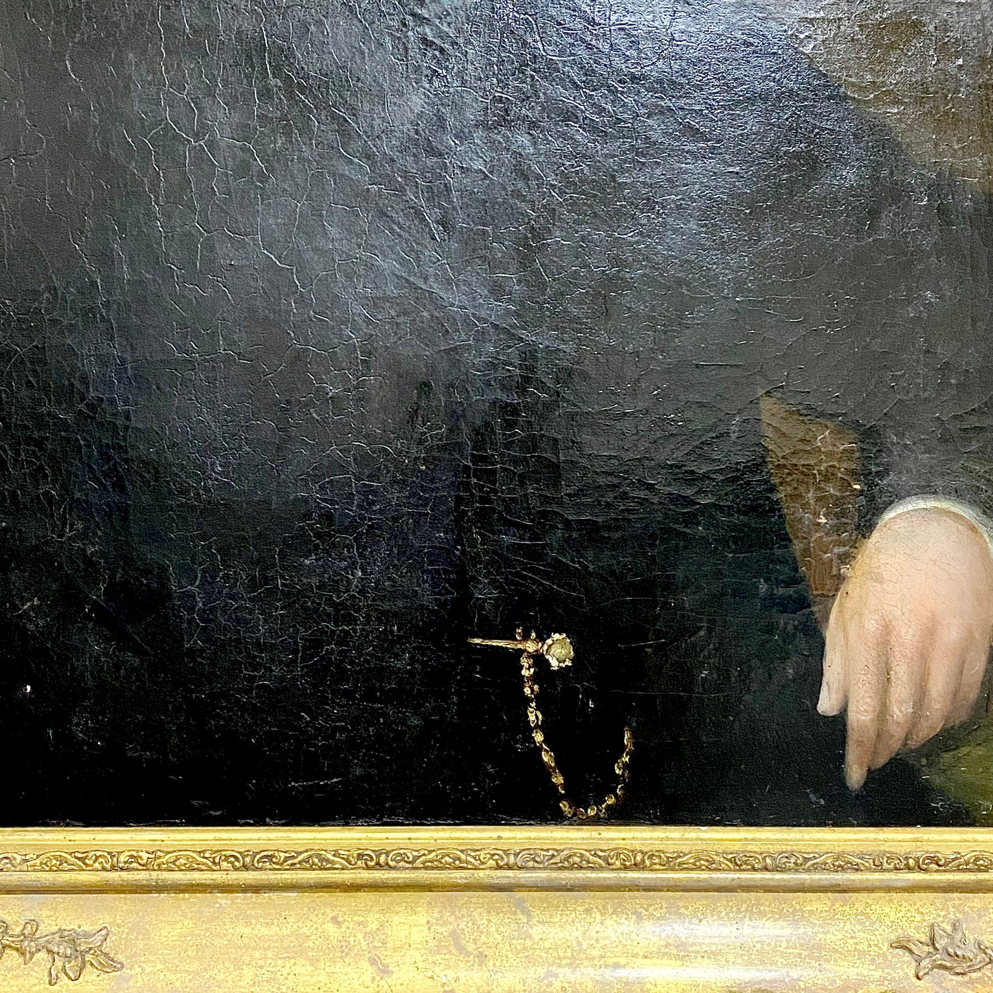 19th Century Seated Gentleman Portrait Burns & Byron Books Oil On Canvas Framed